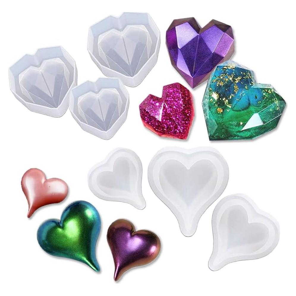 Molde de Silicona Corazón 3D BIGEBO - 6 Pzs para Resina