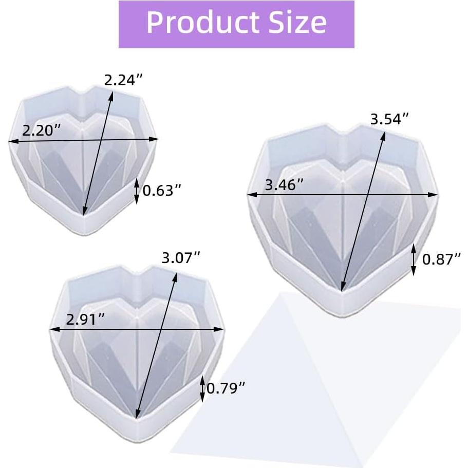 Molde de Silicona Corazón 3D BIGEBO - 6 Pzs para Resina