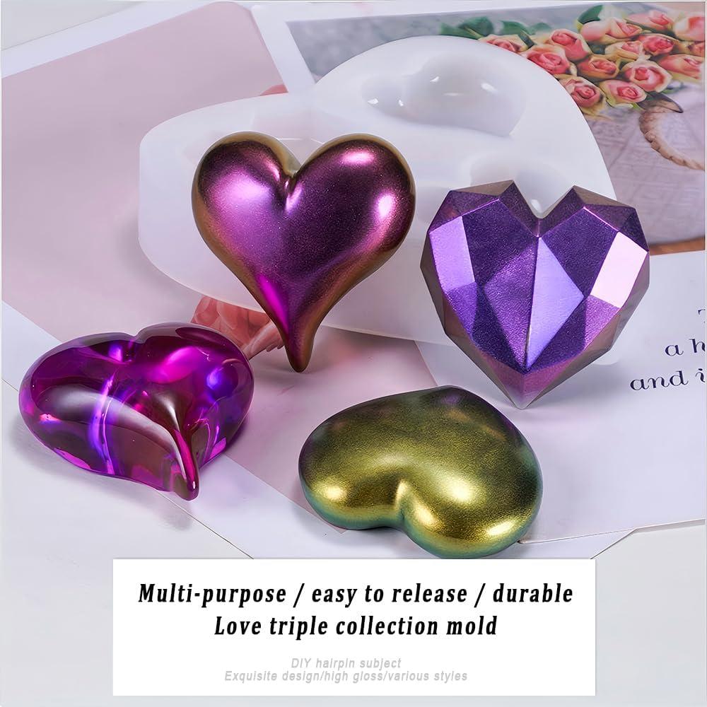 Moldes de Silicona para Resina Corazón SWUAVD 2 Pcs 12.76 cm