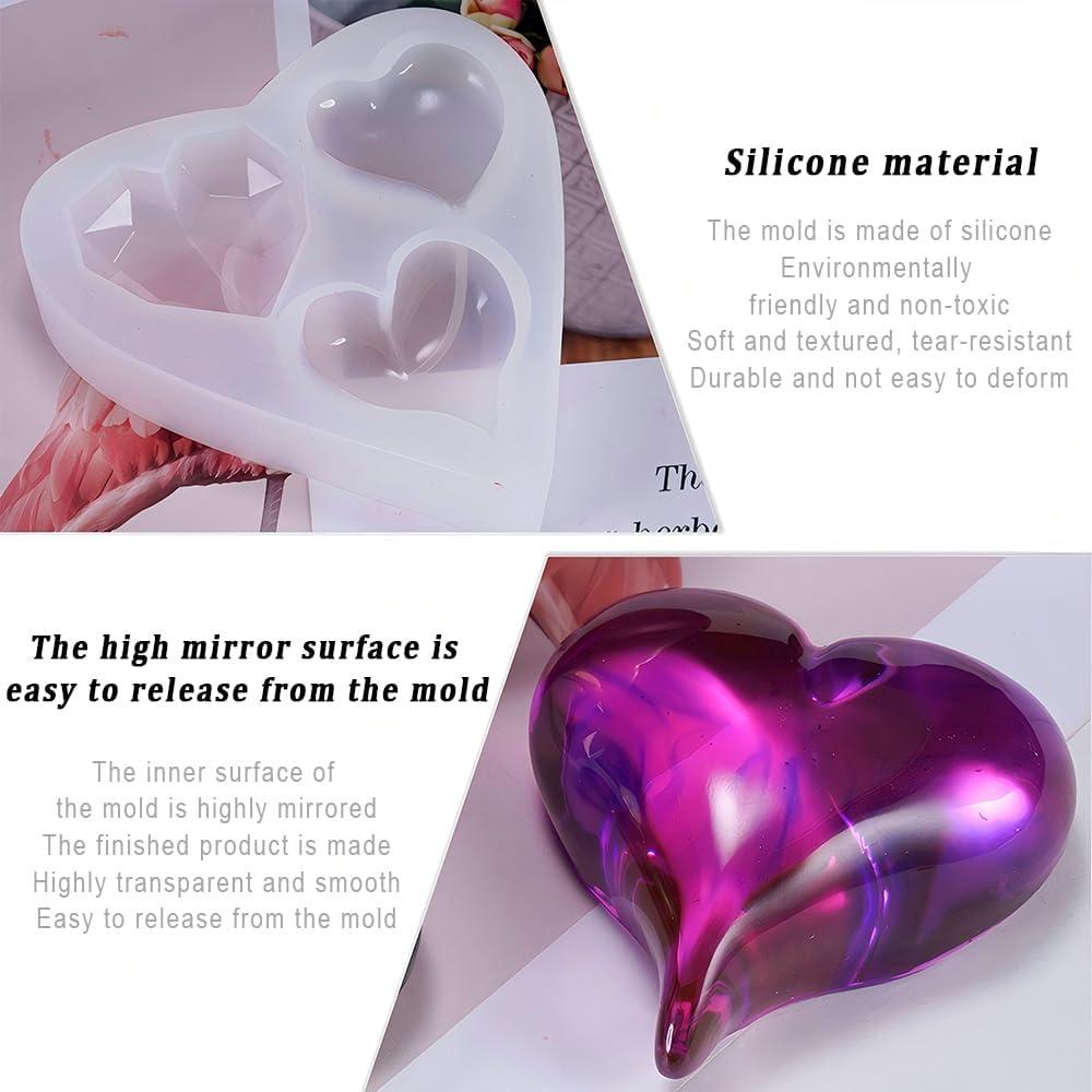 Moldes de Silicona para Resina Corazón SWUAVD 2 Pcs 12.76 cm