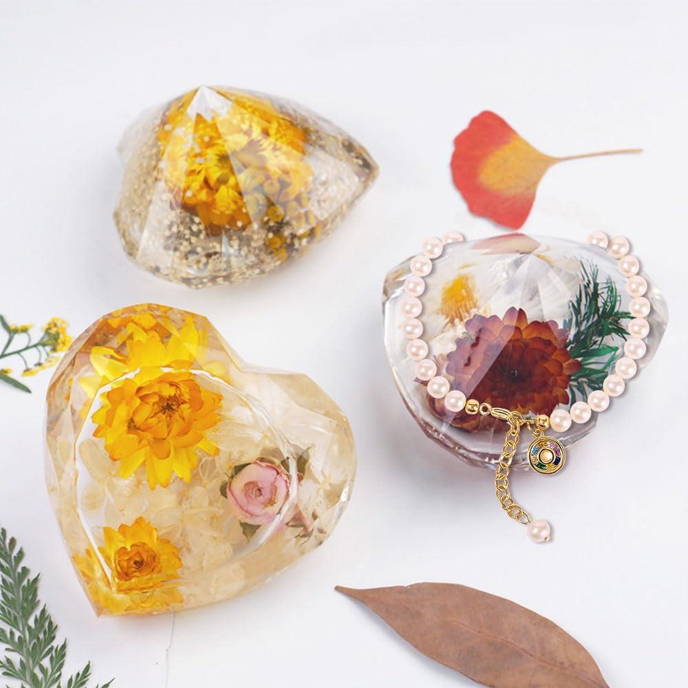 Molde de Silicona Corazón Facetado BIGEBO 8.9 cm para Resina