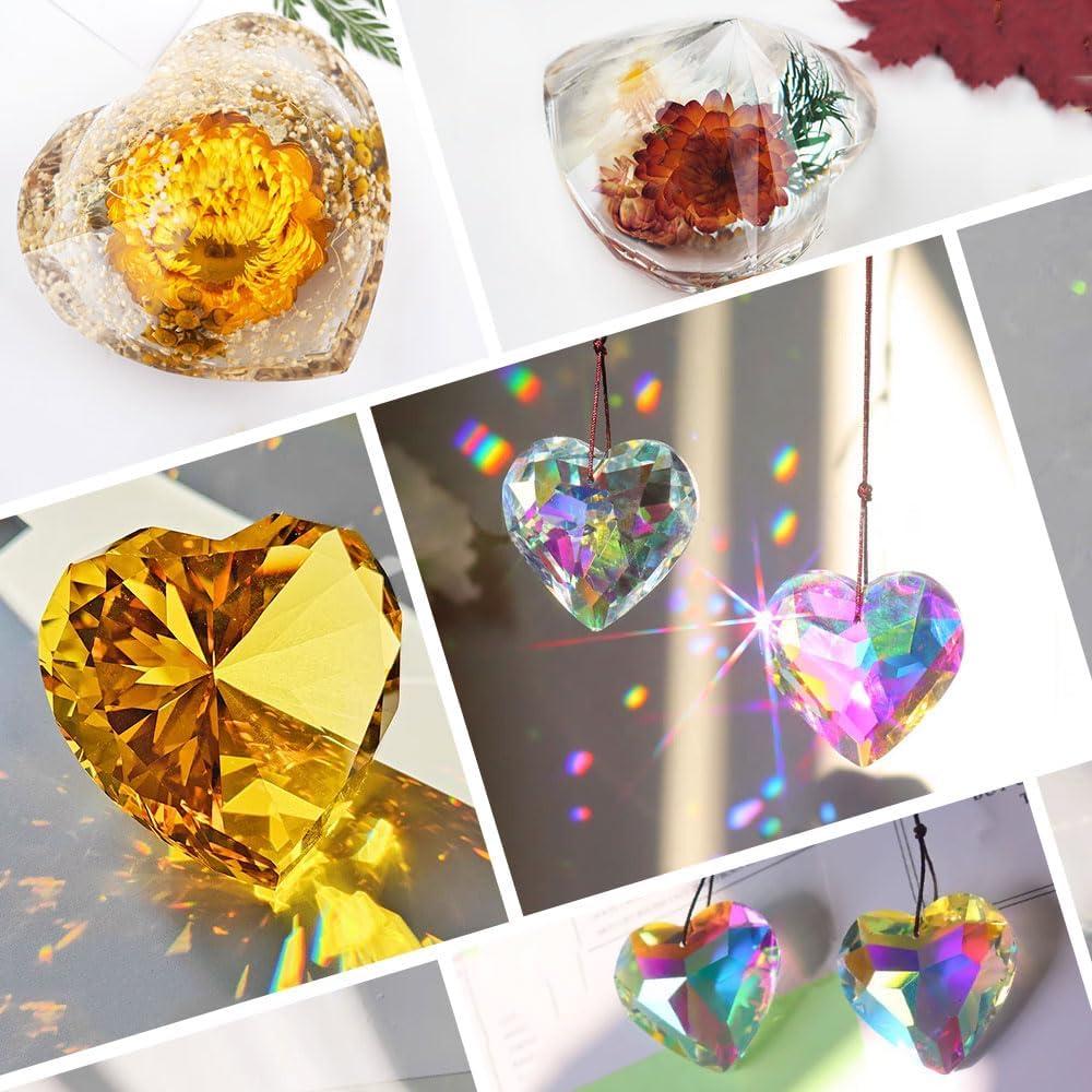 Molde de Silicona Corazón Facetado BIGEBO 8.9 cm para Resina