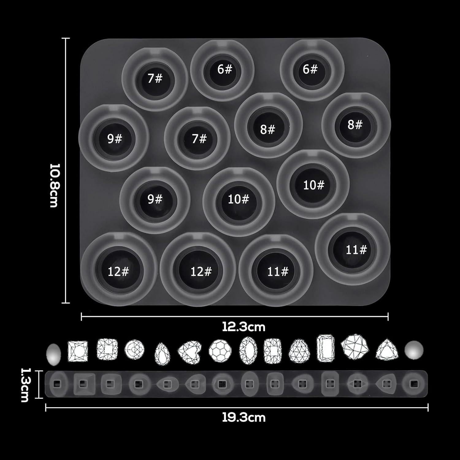 Moldes de Anillos de Silicona BROVITI - 2 Piezas con 7 Tamaños