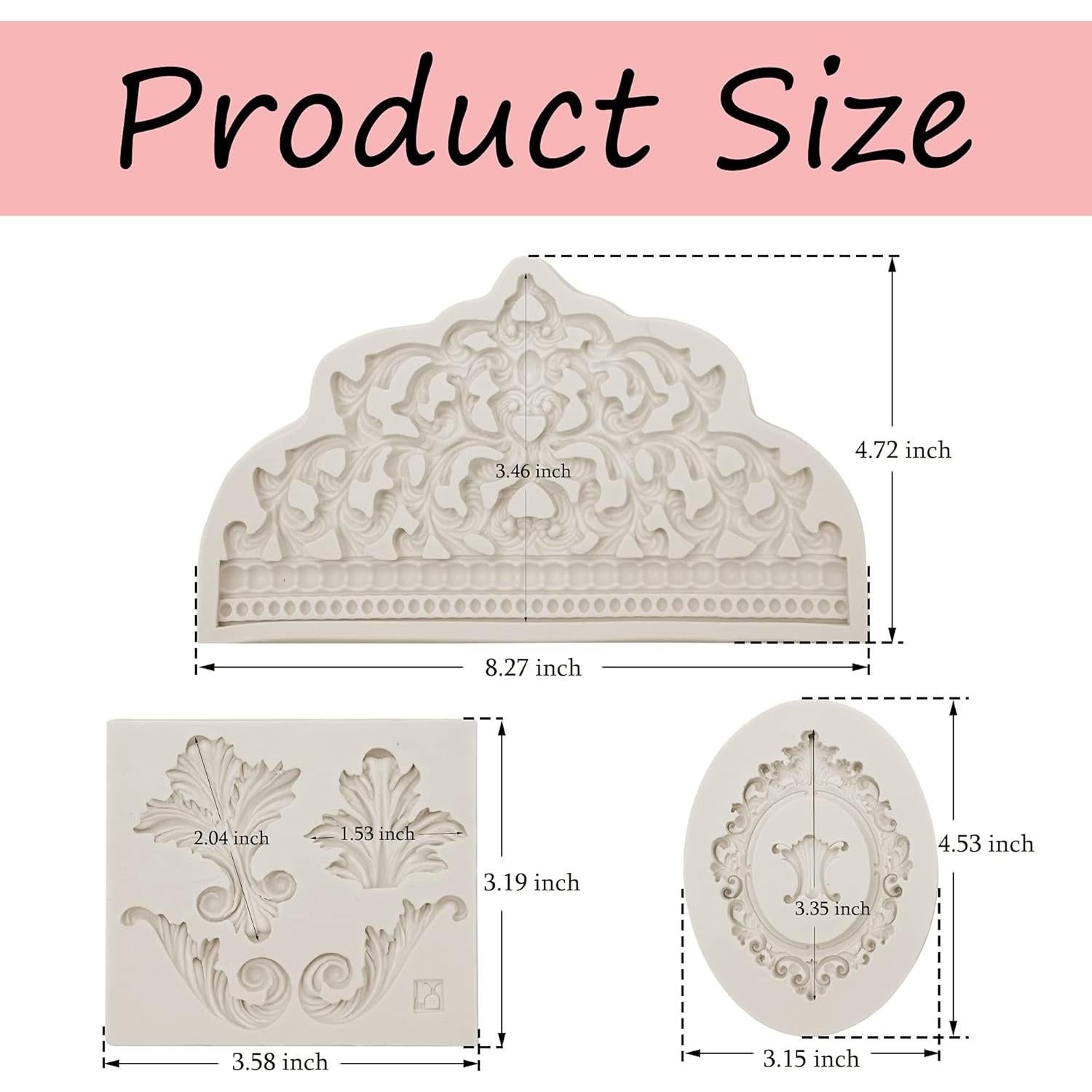 Moldes de Fondant de Silicona Barrocos Muyulin - 3 Pcs