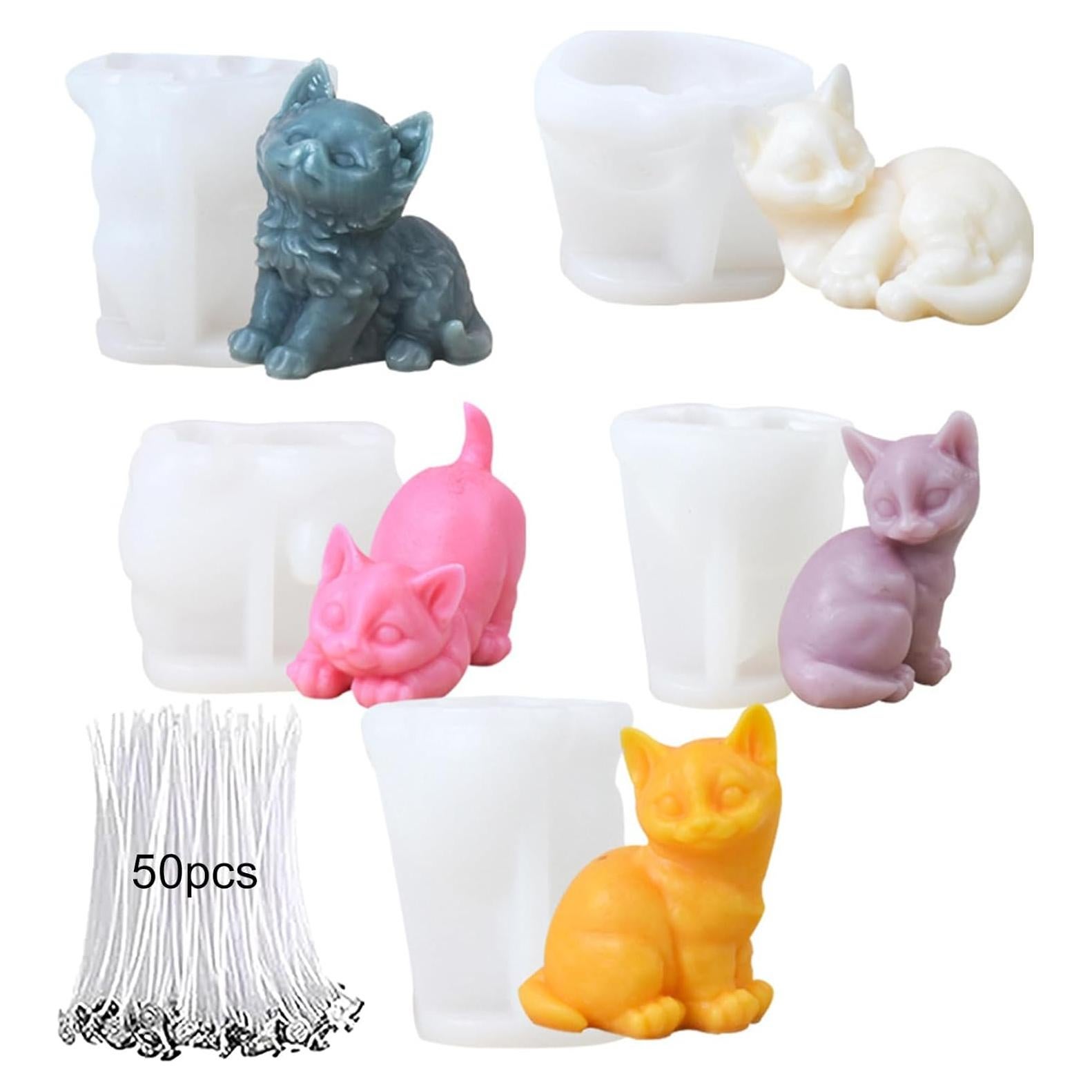 5 Moldes de Silicona para Gato Anlan-angel - DIY Velas y Jabón