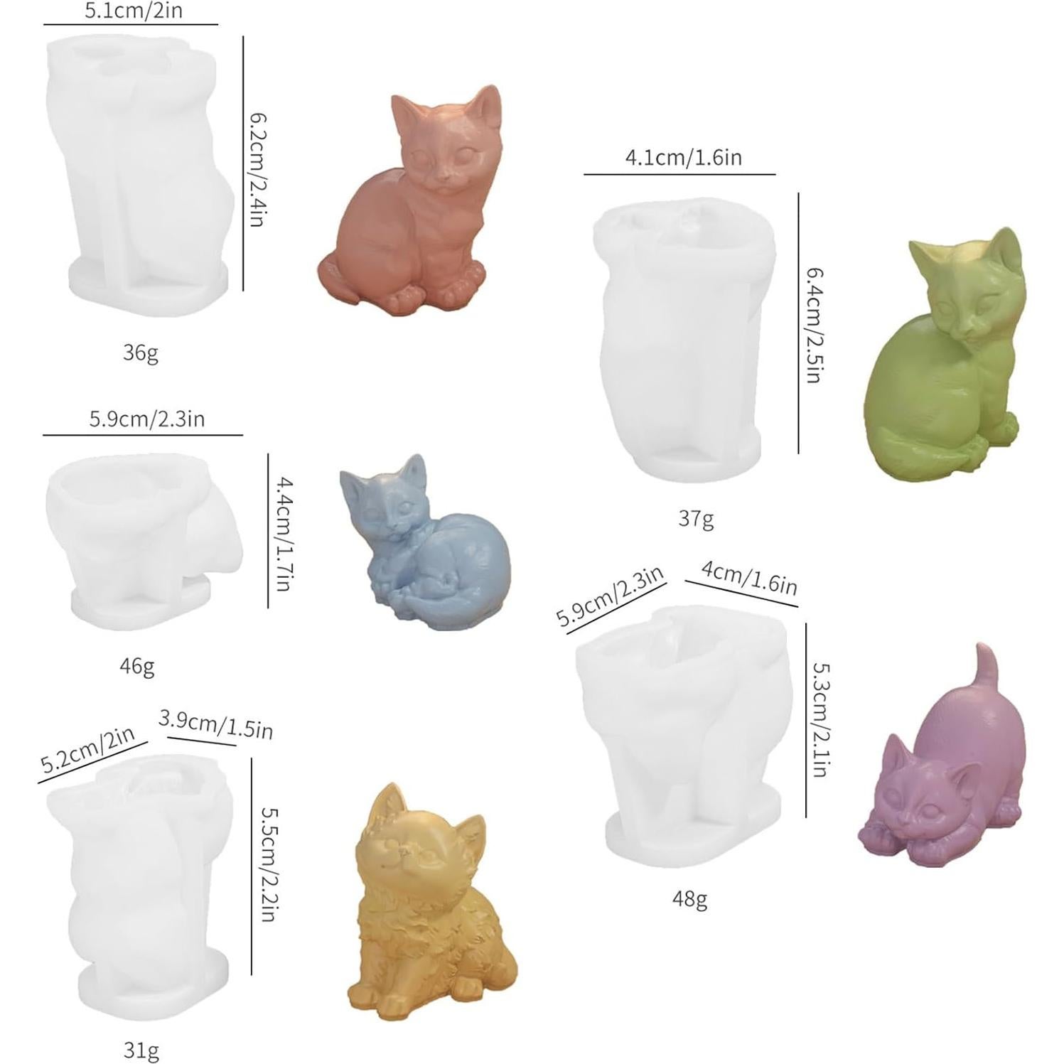 5 Moldes de Silicona para Gato Anlan-angel - DIY Velas y Jabón