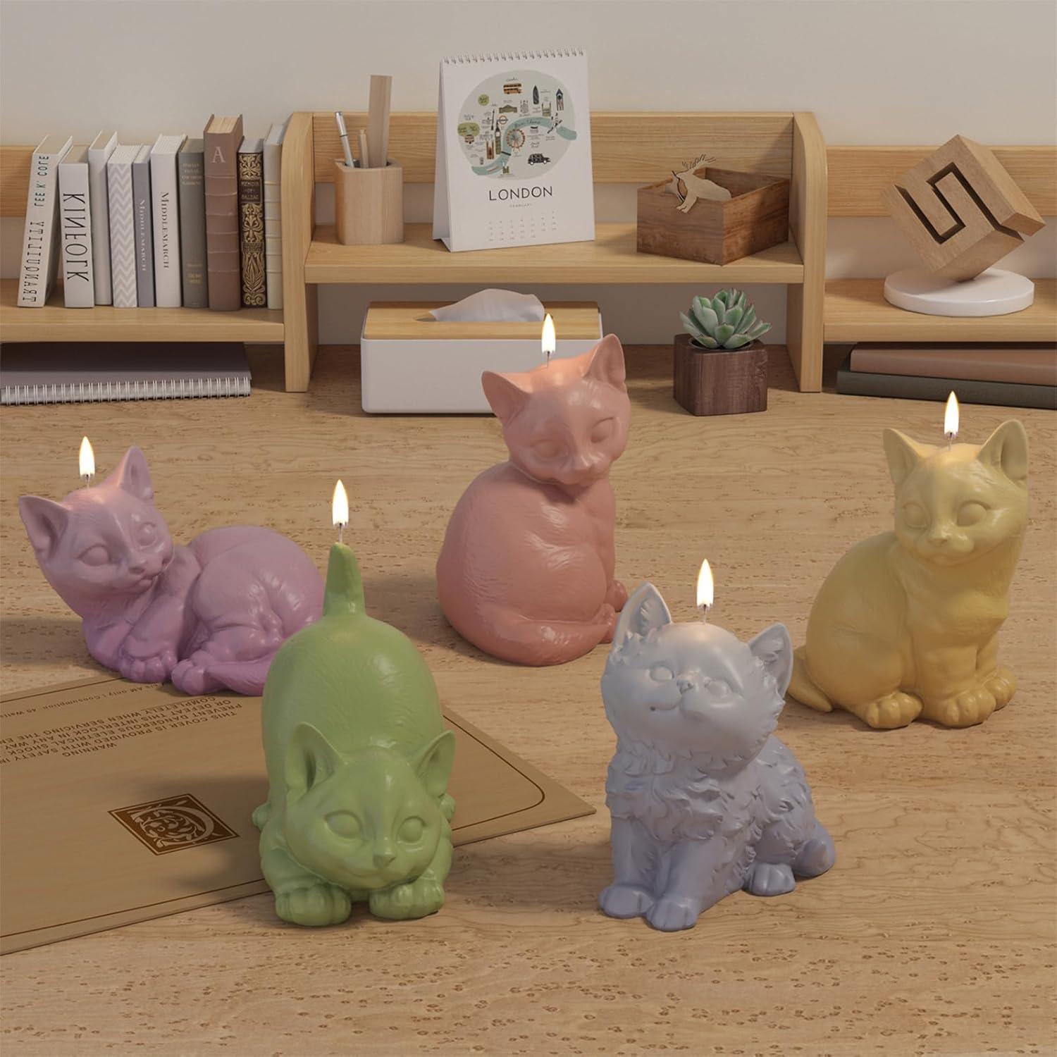 5 Moldes de Silicona para Gato Anlan-angel - DIY Velas y Jabón