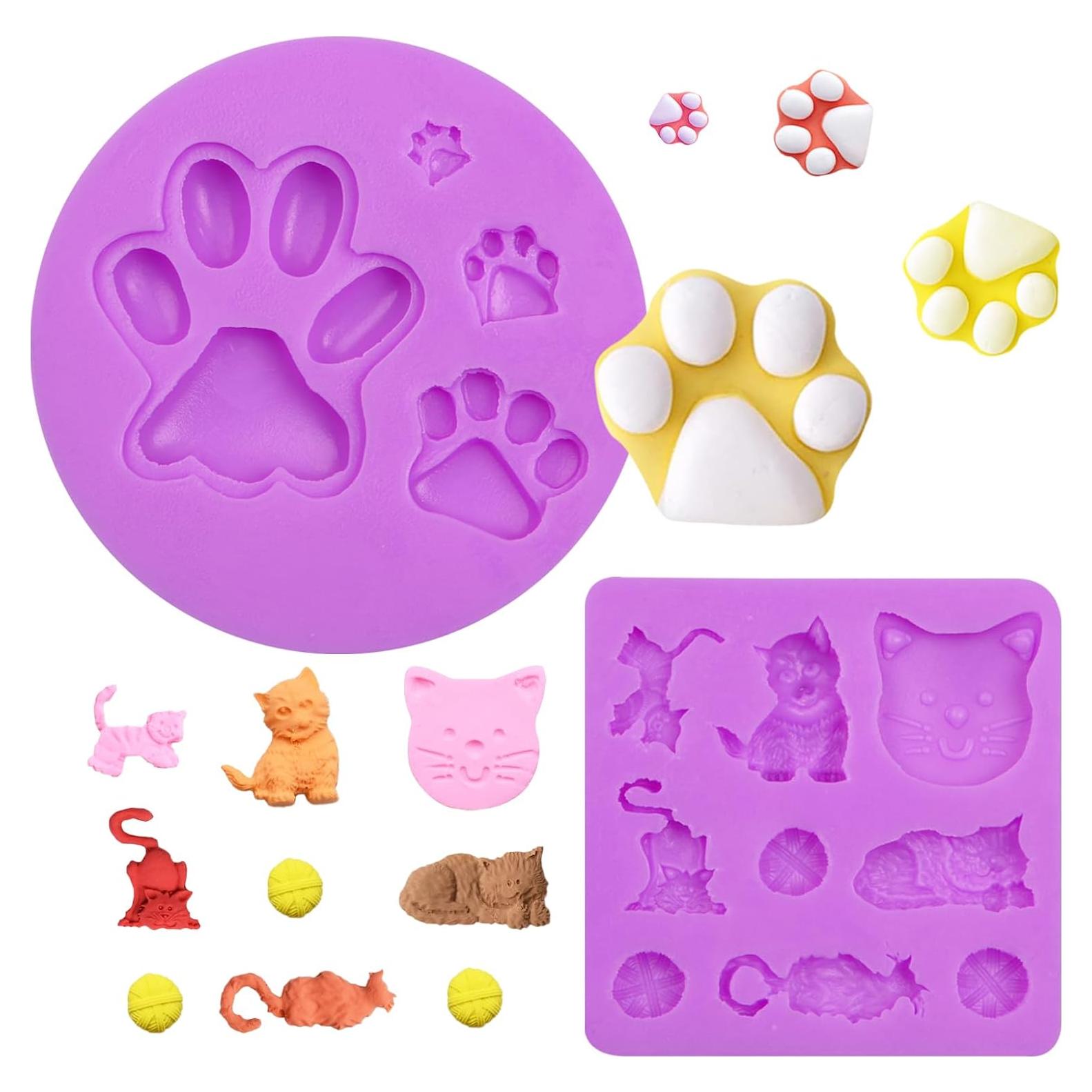 Moldes de Silicona Infovox Gato y Huella Set de 2