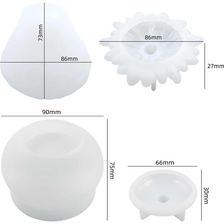 Moldes de Silicona para Resina Zsail 4pcs Tarro Fresa Vintage