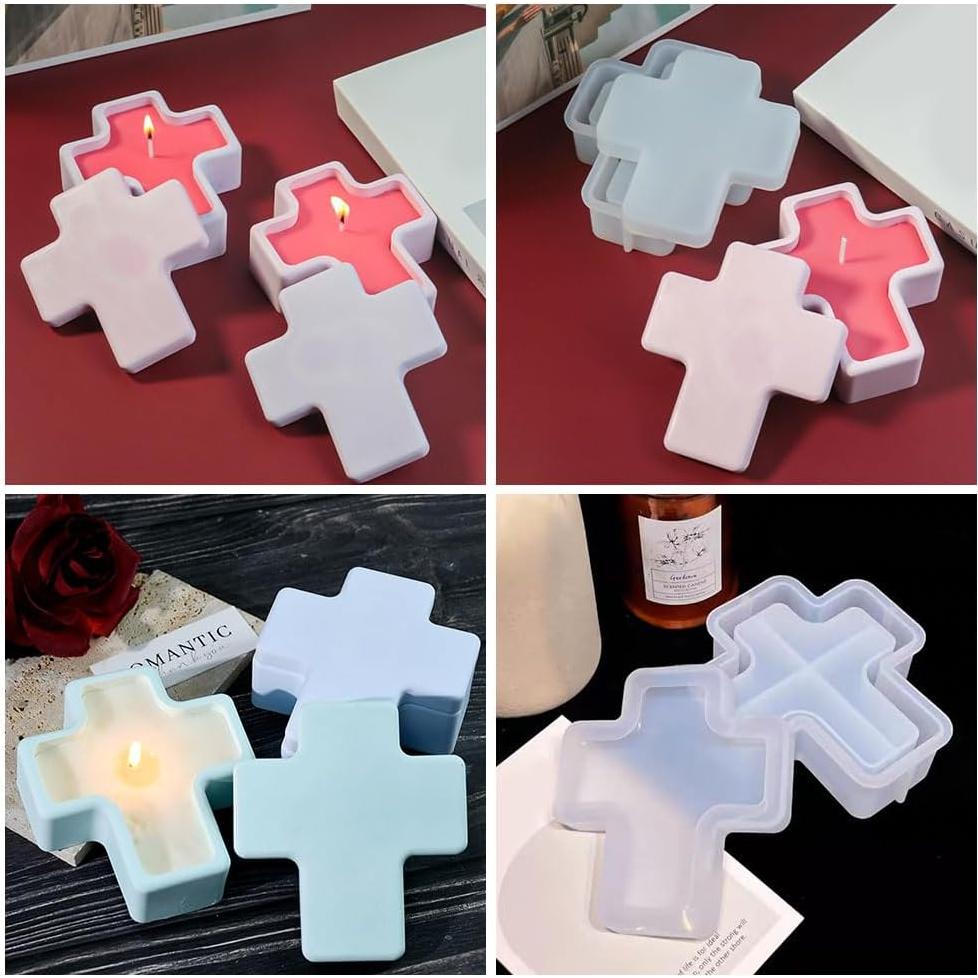 Molde de Resina en Forma de Cruz BIGEBO con Tapa 11.2x10.2cm