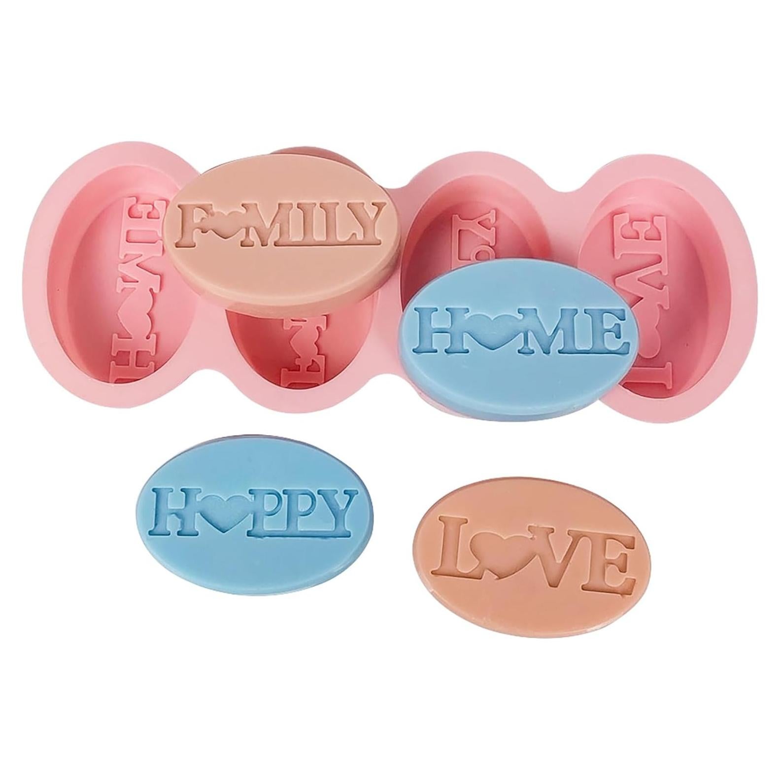 Molde de Jabón de Silicona EDUEE Ovalado 4 Cavidades Rosa 28.5x11 cm