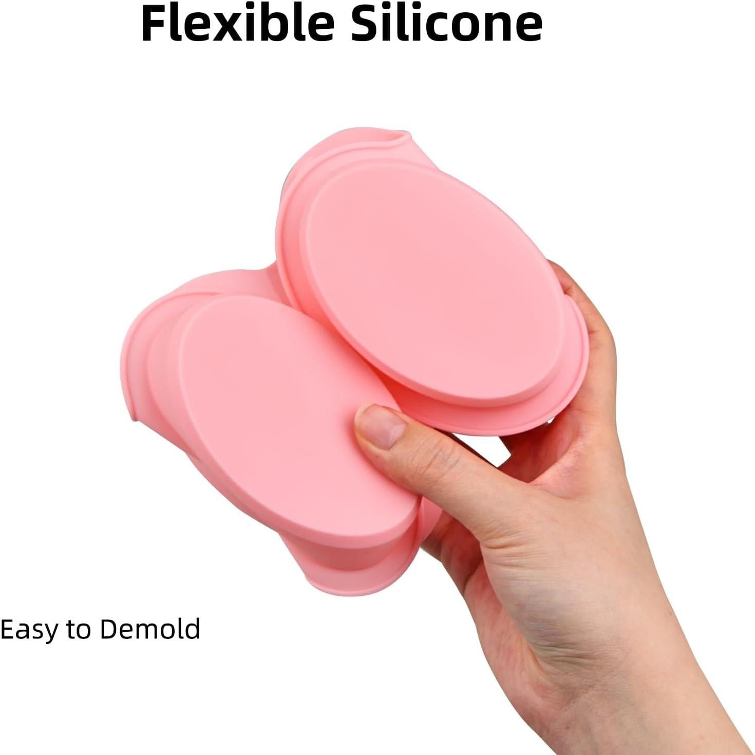 Molde de Jabón de Silicona EDUEE Ovalado 4 Cavidades Rosa 28.5x11 cm