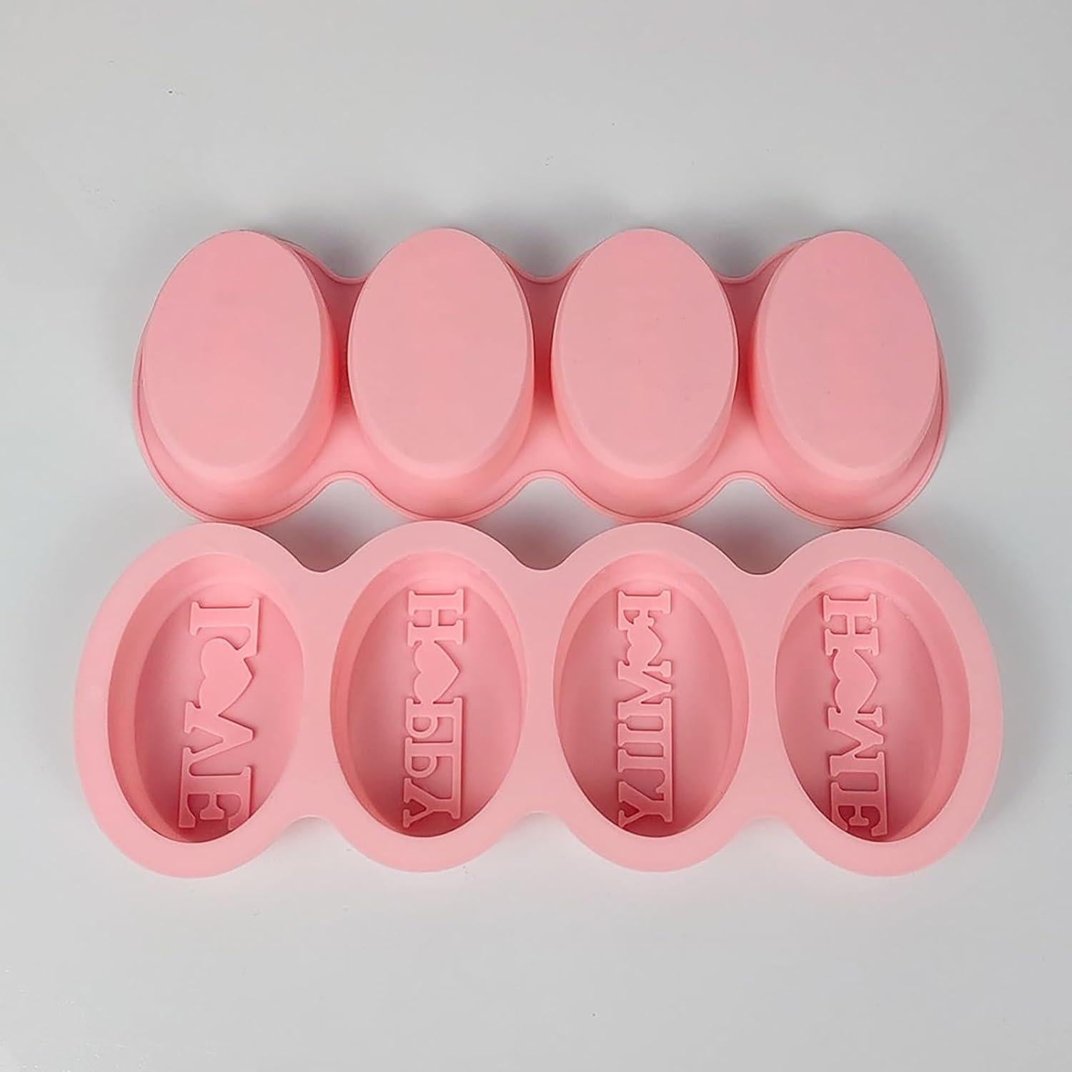 Molde de Jabón de Silicona EDUEE Ovalado 4 Cavidades Rosa 28.5x11 cm