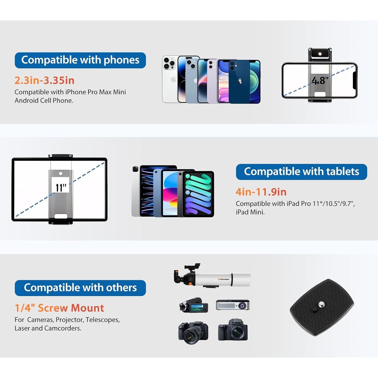 Trípode de Cámara ZIKZOK 75" Aluminio Portátil 1.3 kg