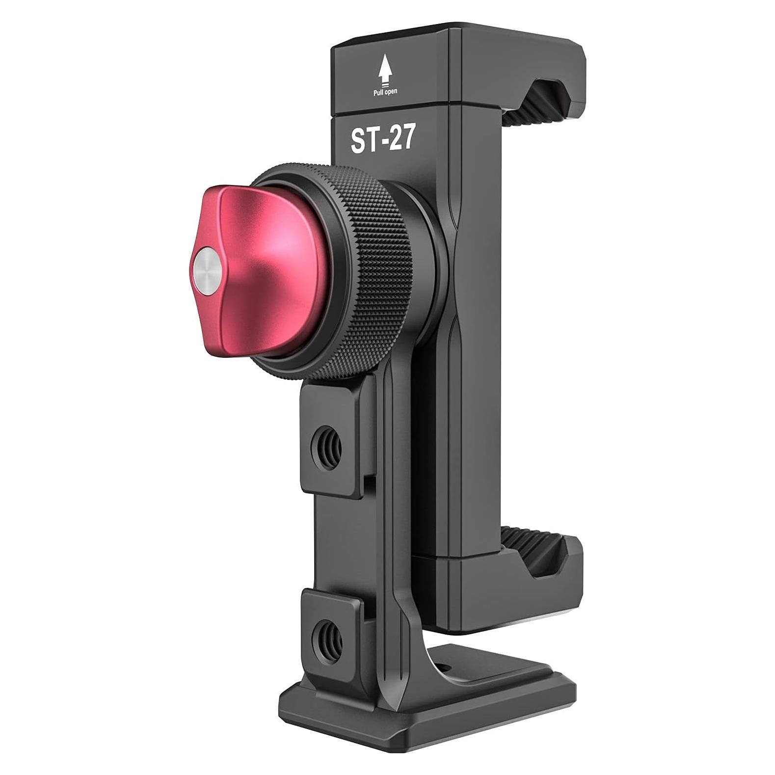 Metal Phone Tripod Mount 3 Cold Shoes & Arca Port, 360° Smartphone Tripod Adapter for iPhone 17 16 15 Cell Phone Stand Holder for Desktop Video Live Streaming Vlogging Rig