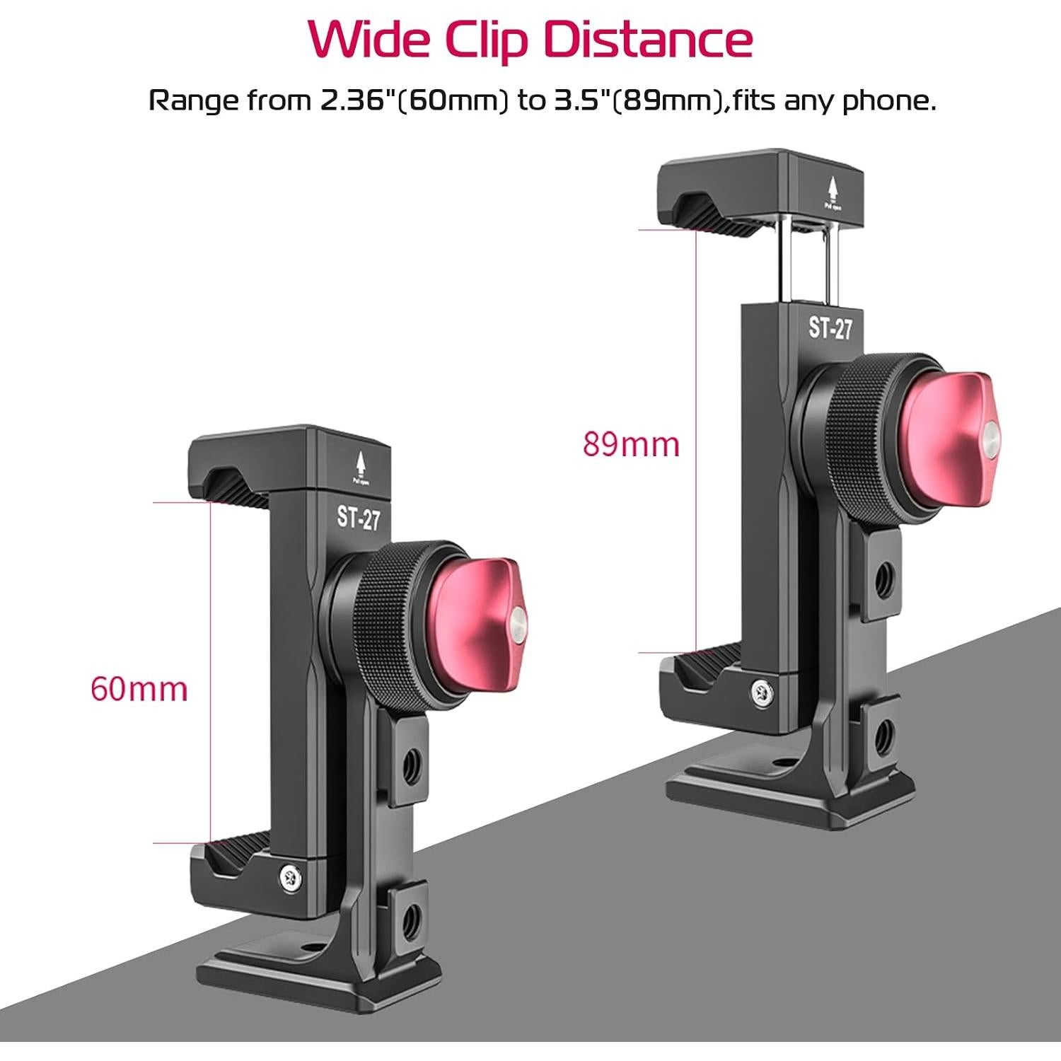 Metal Phone Tripod Mount 3 Cold Shoes & Arca Port, 360° Smartphone Tripod Adapter for iPhone 17 16 15 Cell Phone Stand Holder for Desktop Video Live Streaming Vlogging Rig