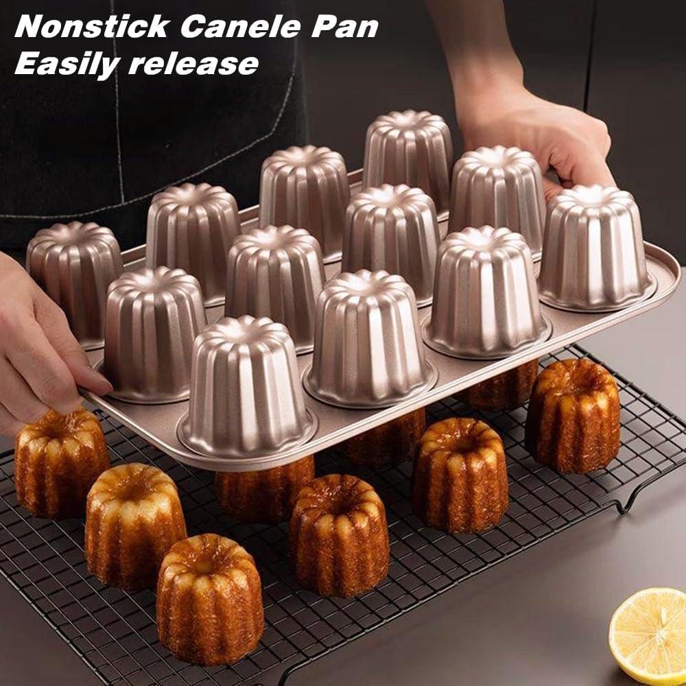 Molde para Canelé JRVT 12 Cavidades Antiadherente Dorado