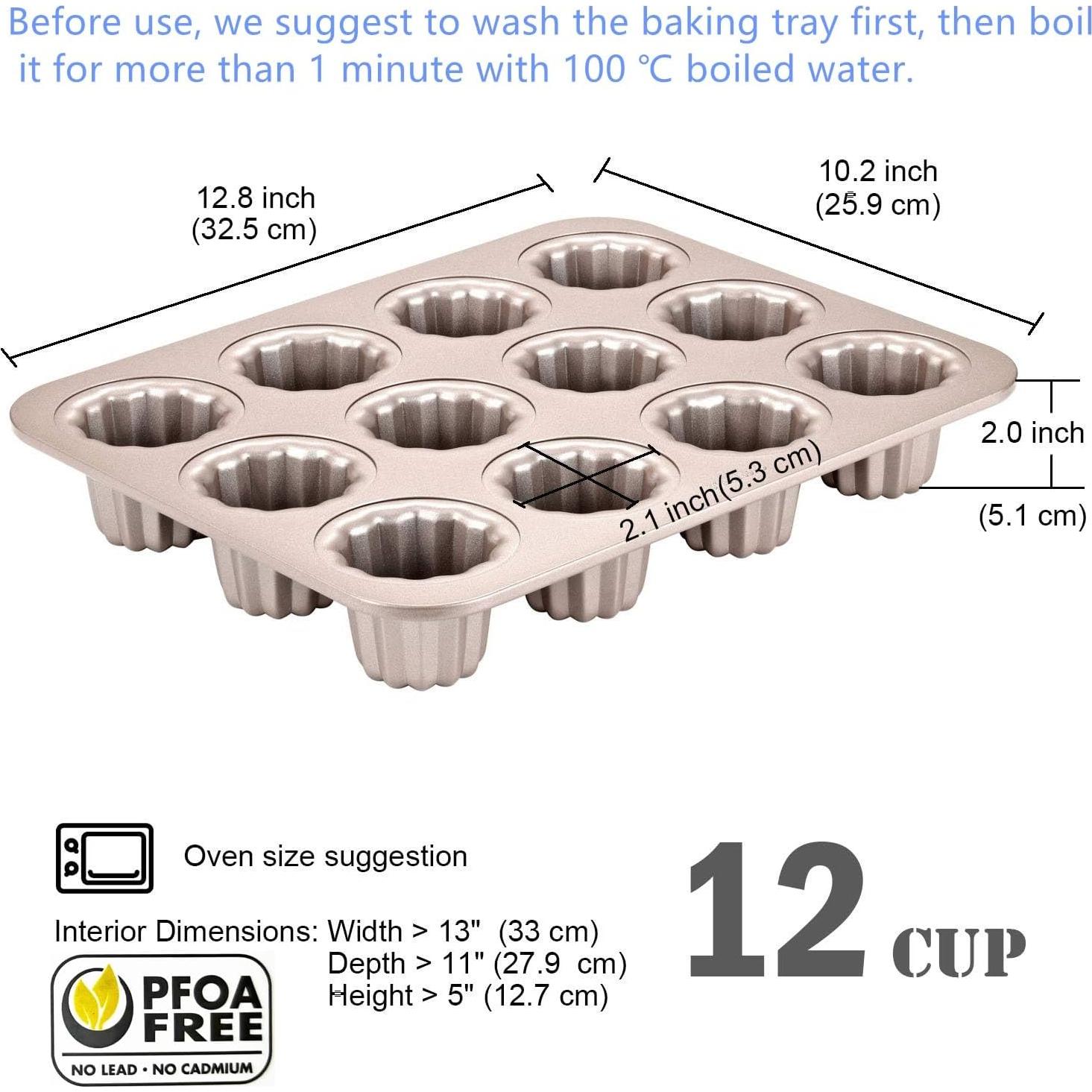 Molde para Canelé JRVT 12 Cavidades Antiadherente Dorado