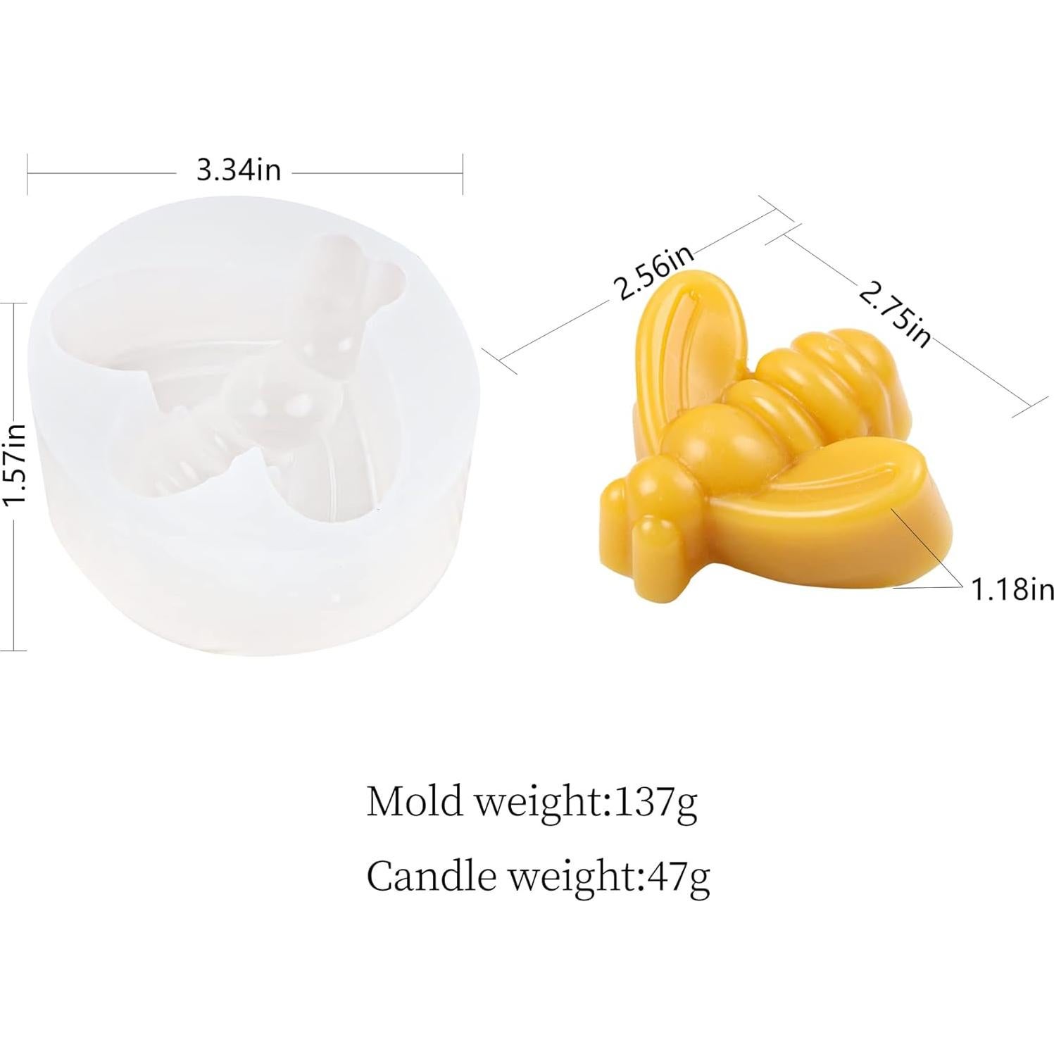 2 Piezas Molde de Vela 3D de Abeja Zohuyar - Silicona