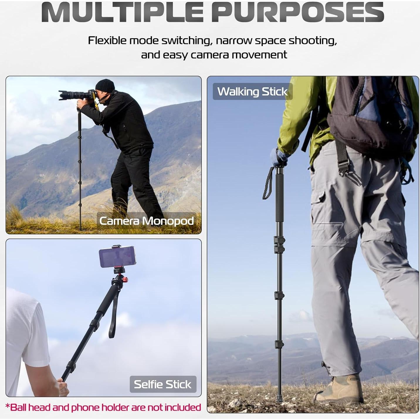 Monopie ULANZI TB12 de Aluminio 155 cm Liviano y Compacto