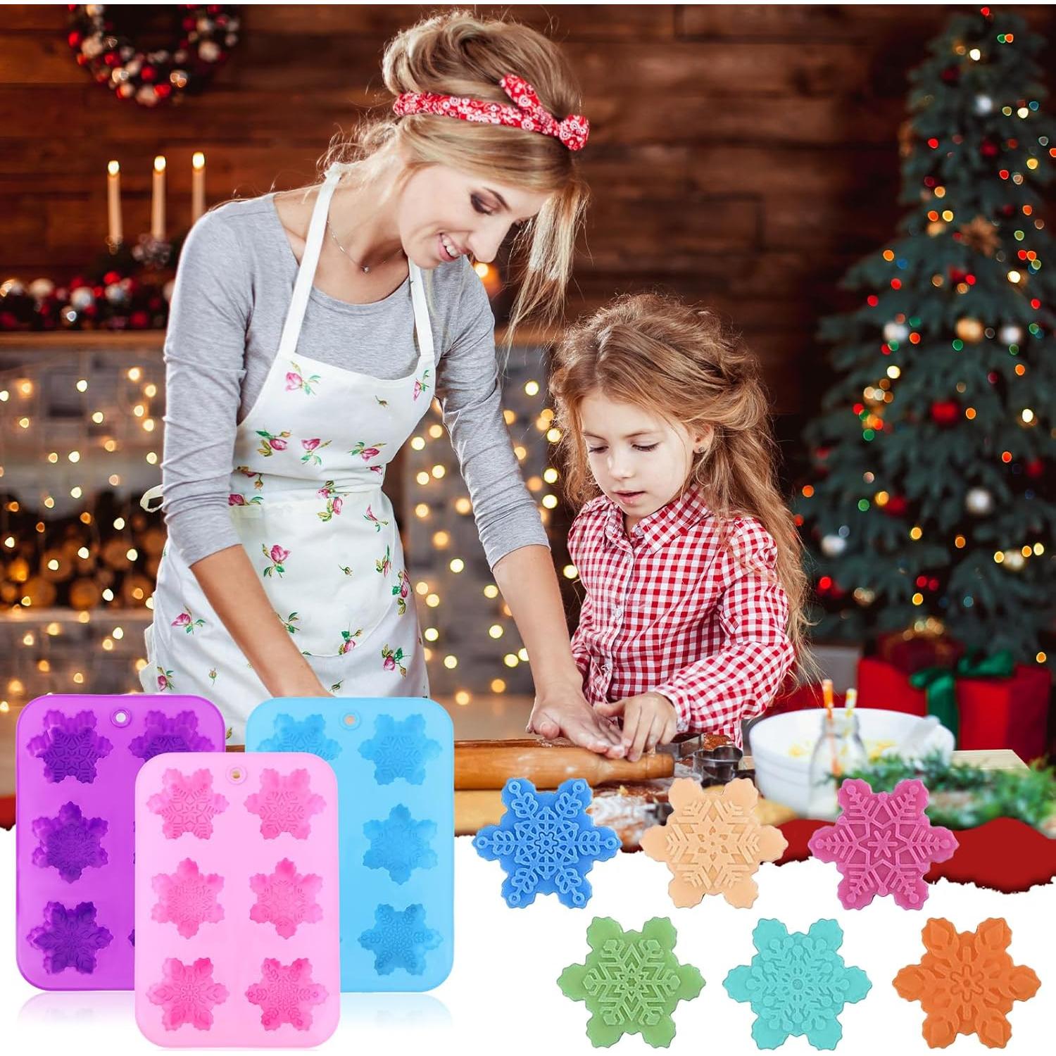 Moldes de Silicona Copo de Nieve BOARDFEB 3 Piezas 25.4x17.3cm