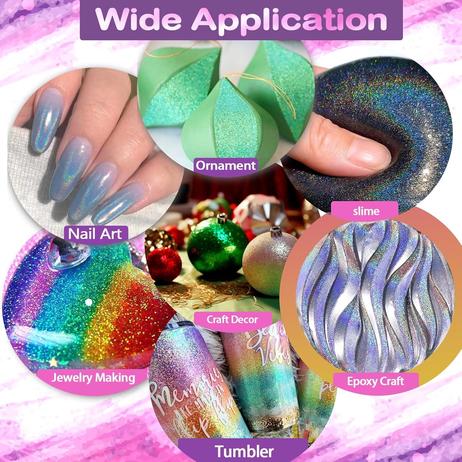 Polvo Brillo Holográfico Renfio 80g Plateado para Manualidades