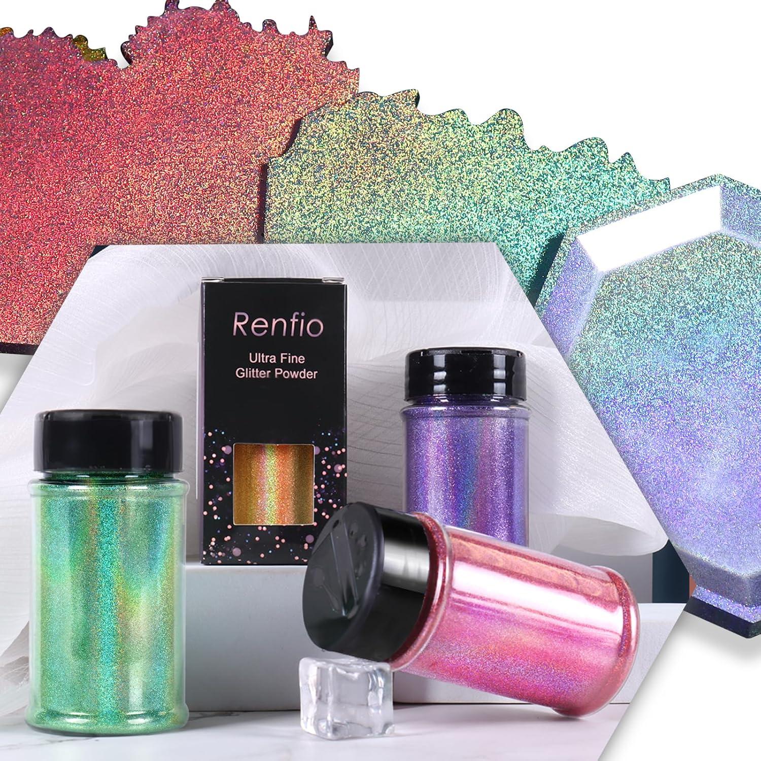 Polvo Brillo Holográfico Renfio 80g Plateado para Manualidades