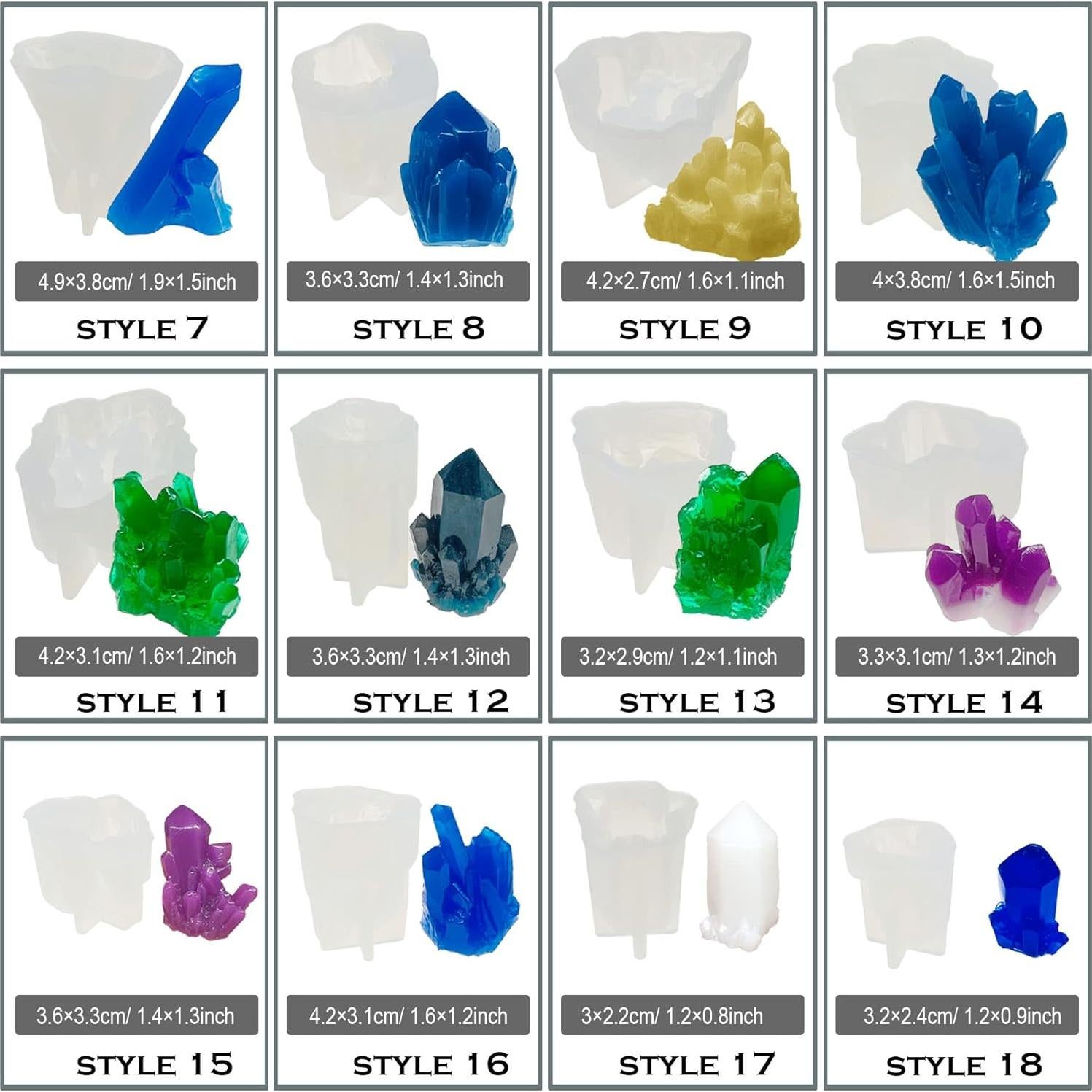 Woohome 18 PCS Moldes de Silicona para Resina Cristal