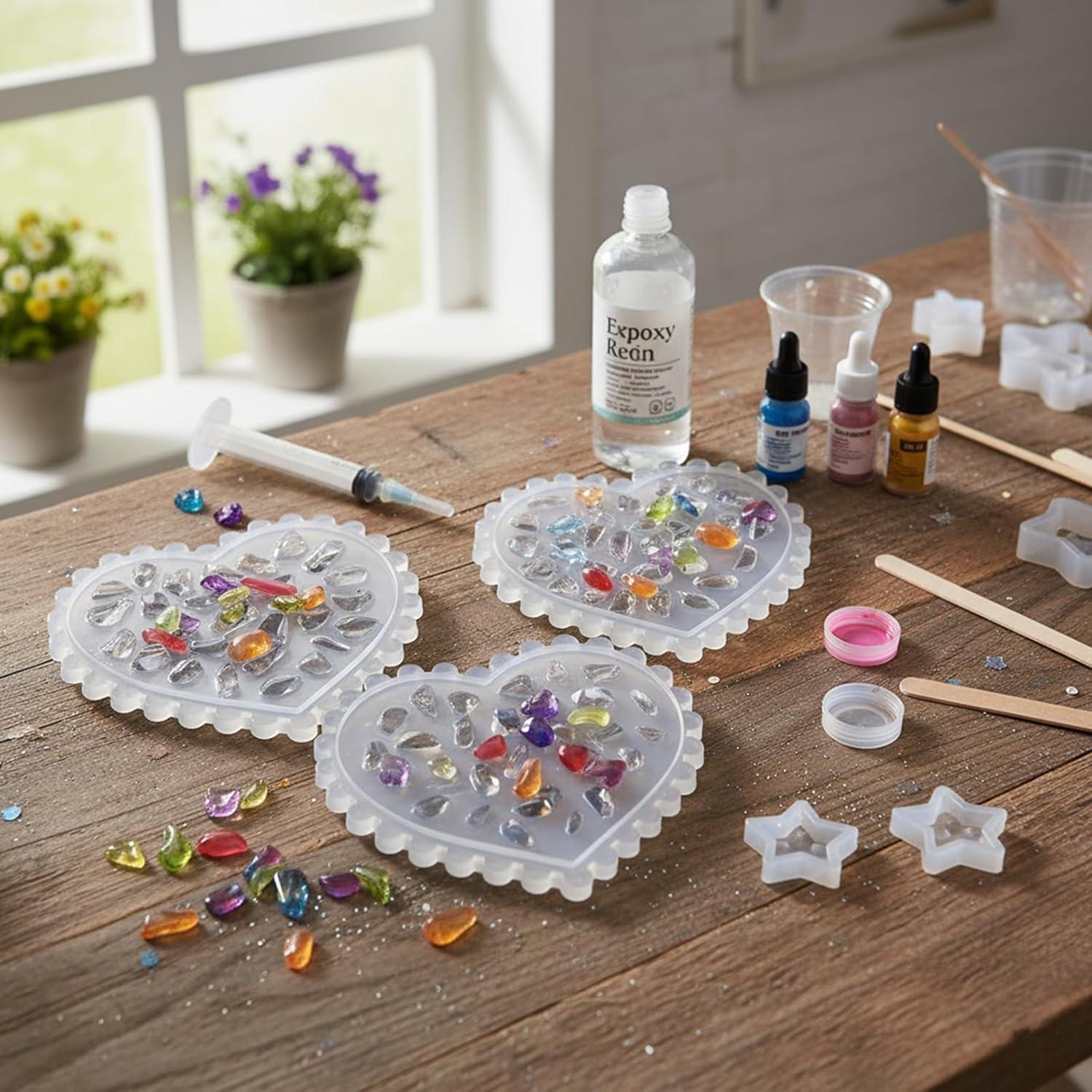 Moldes de Silicona para Uñas Pizadix - 3 Piezas Gemas Corazón