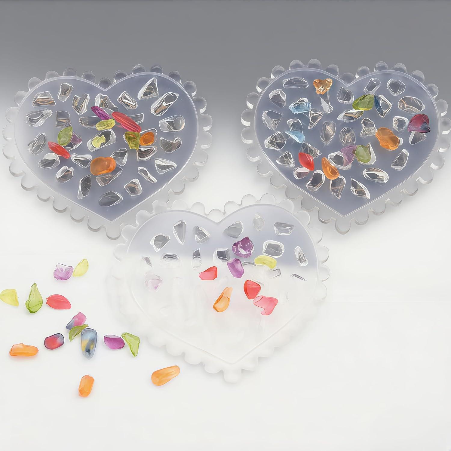 Moldes de Silicona para Uñas Pizadix - 3 Piezas Gemas Corazón