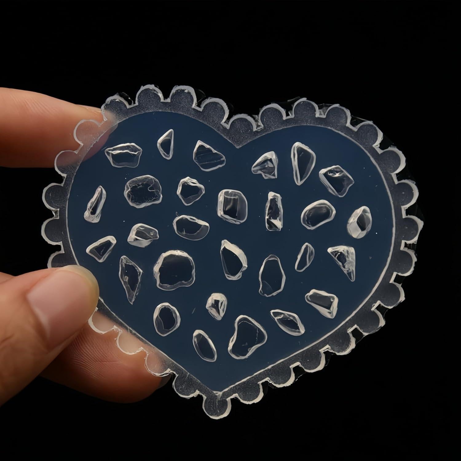 Moldes de Silicona para Uñas Pizadix - 3 Piezas Gemas Corazón