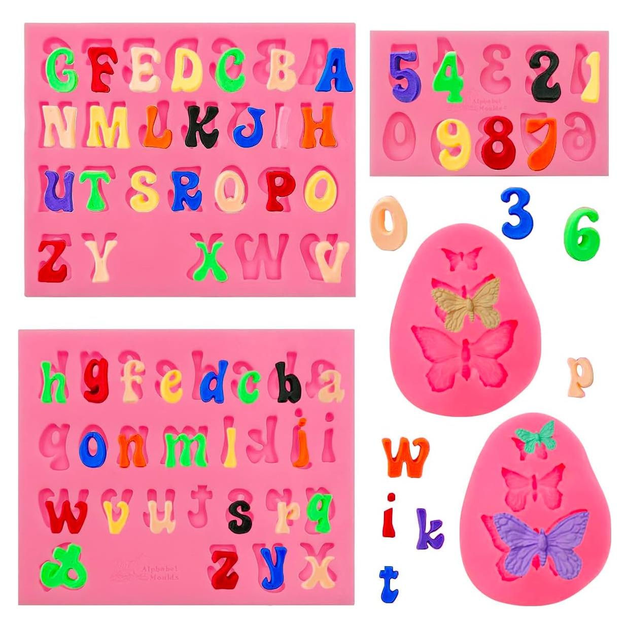 5 Moldes de Silicona para Fondant lyfLux - Letras y Mariposas