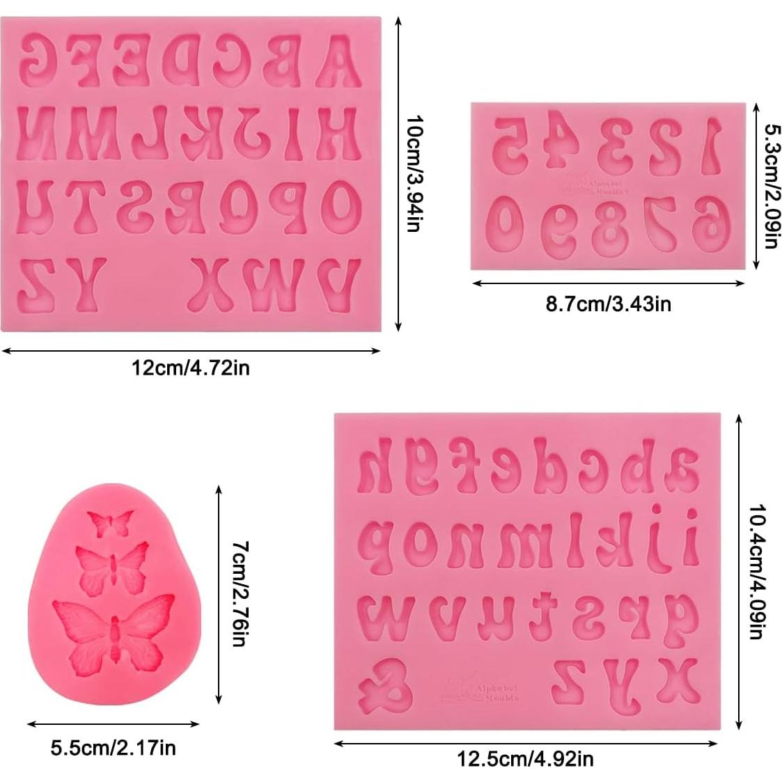 5 Moldes de Silicona para Fondant lyfLux - Letras y Mariposas