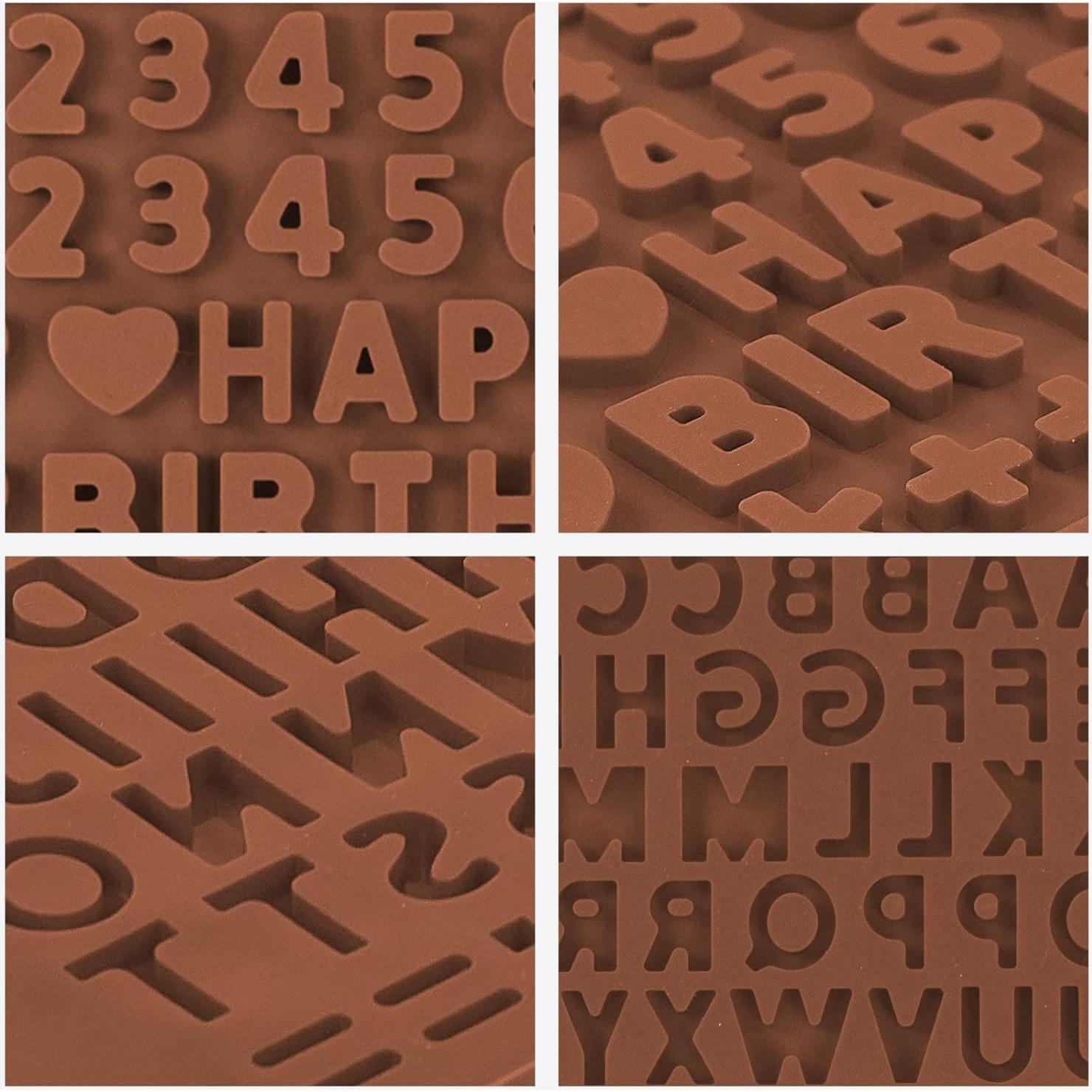 Set de 4 Moldes de Silicona para Letras y Números LIOUCBD