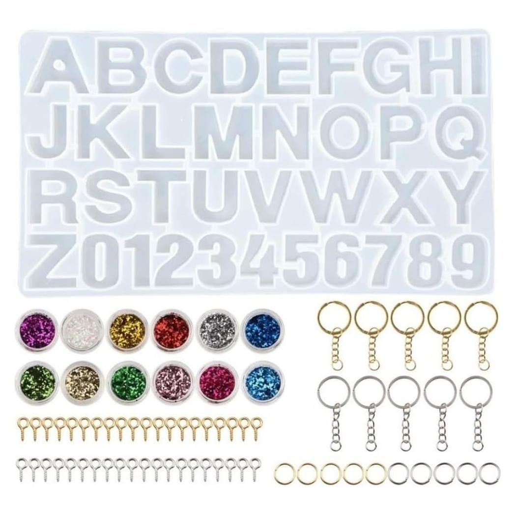 Molde de Silicona para Resina Alfabeto Numérico SUNKOOL 36x19.5cm