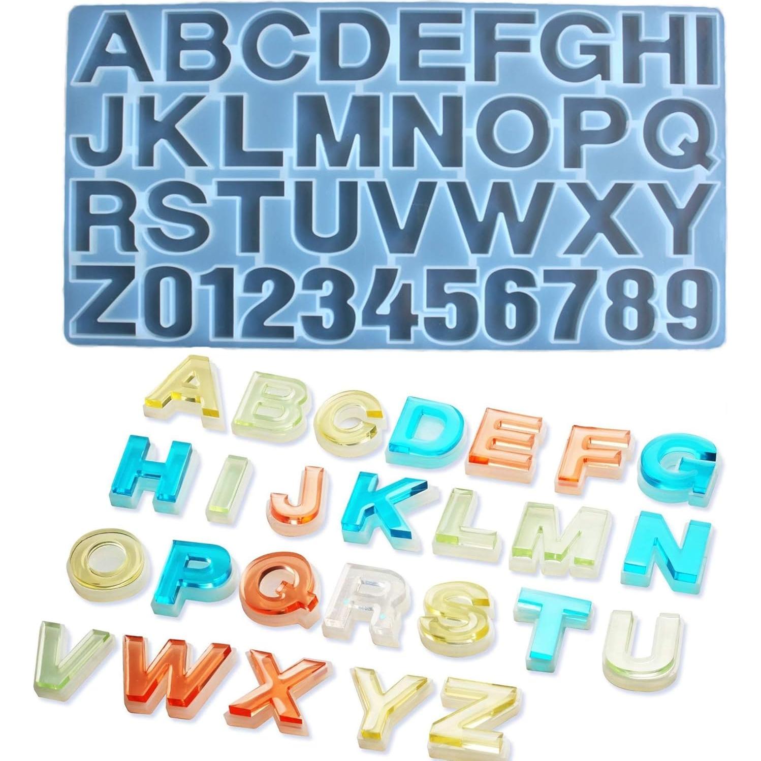 Molde de Silicona para Resina Alfabeto Numérico SUNKOOL 36x19.5cm