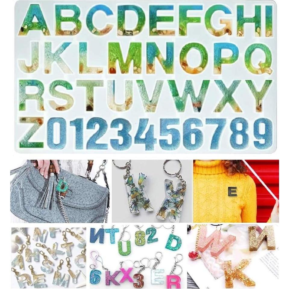 Molde de Silicona para Resina Alfabeto Numérico SUNKOOL 36x19.5cm