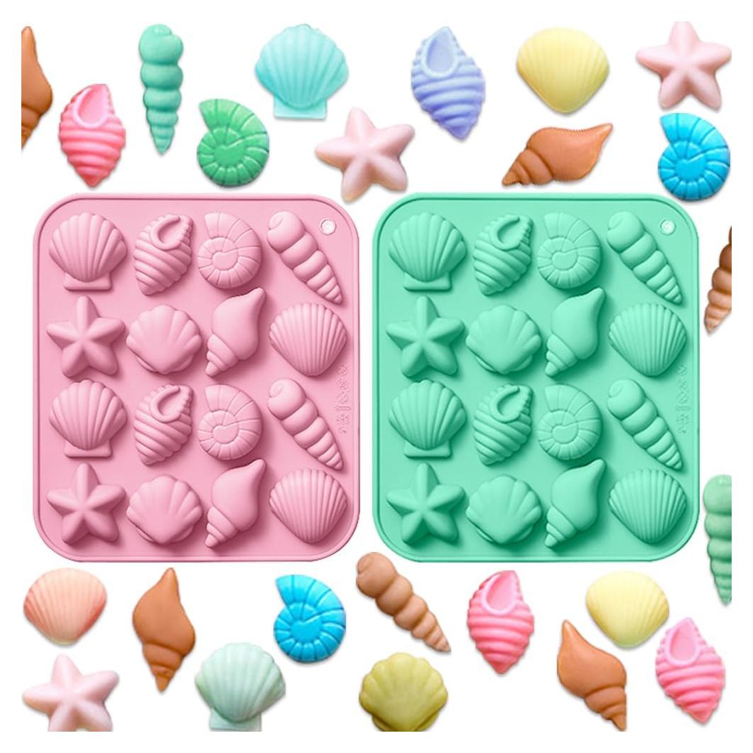 Moldes de Silicona 3D Animales Marinos FQYN 2Pcs Rosa Verde