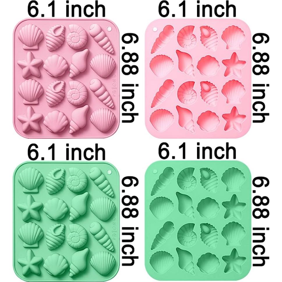 Moldes de Silicona 3D Animales Marinos FQYN 2Pcs Rosa Verde