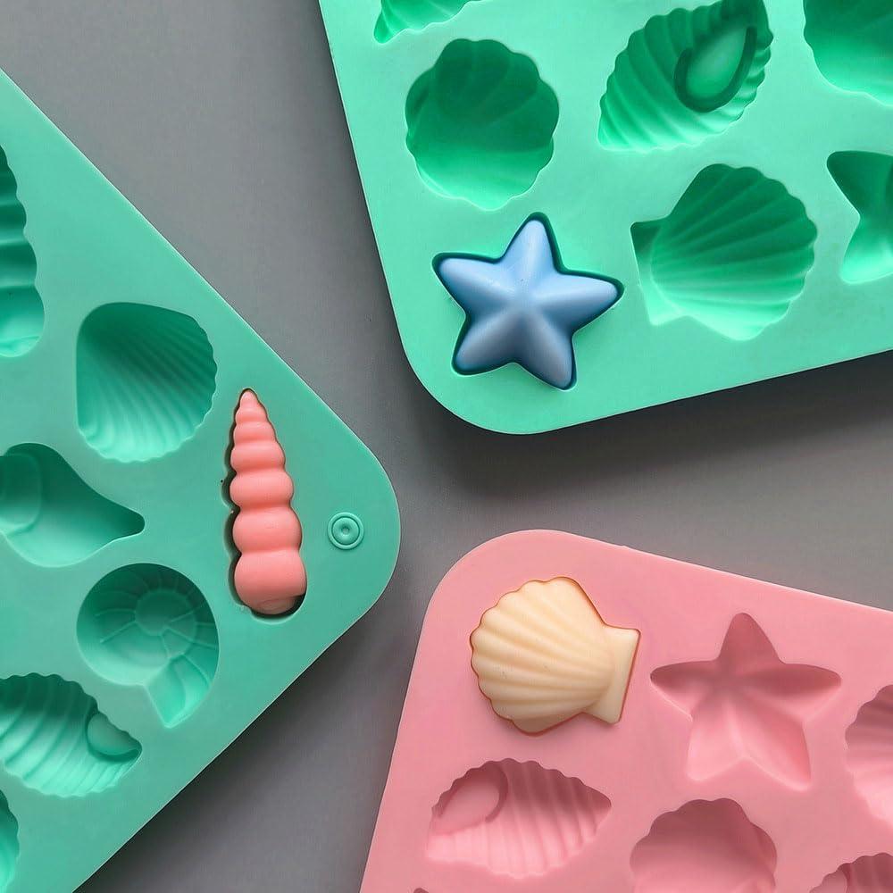 Moldes de Silicona 3D Animales Marinos FQYN 2Pcs Rosa Verde