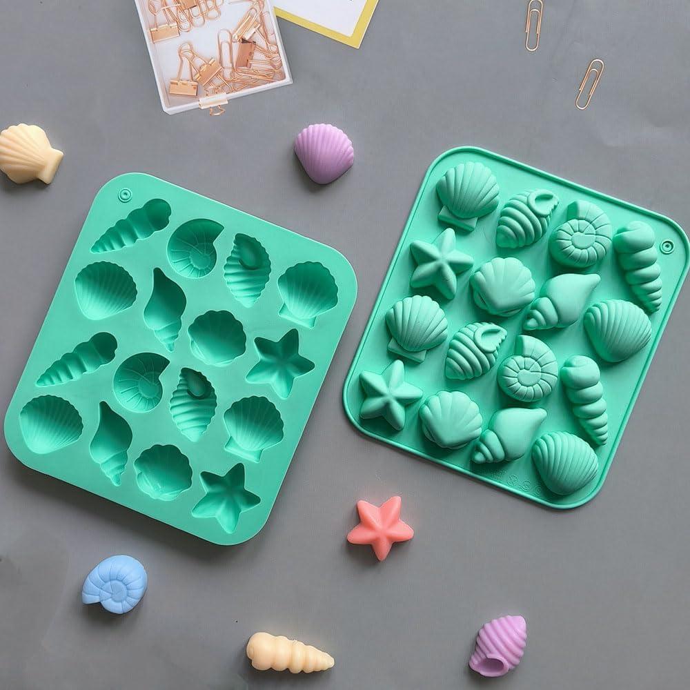 Moldes de Silicona 3D Animales Marinos FQYN 2Pcs Rosa Verde