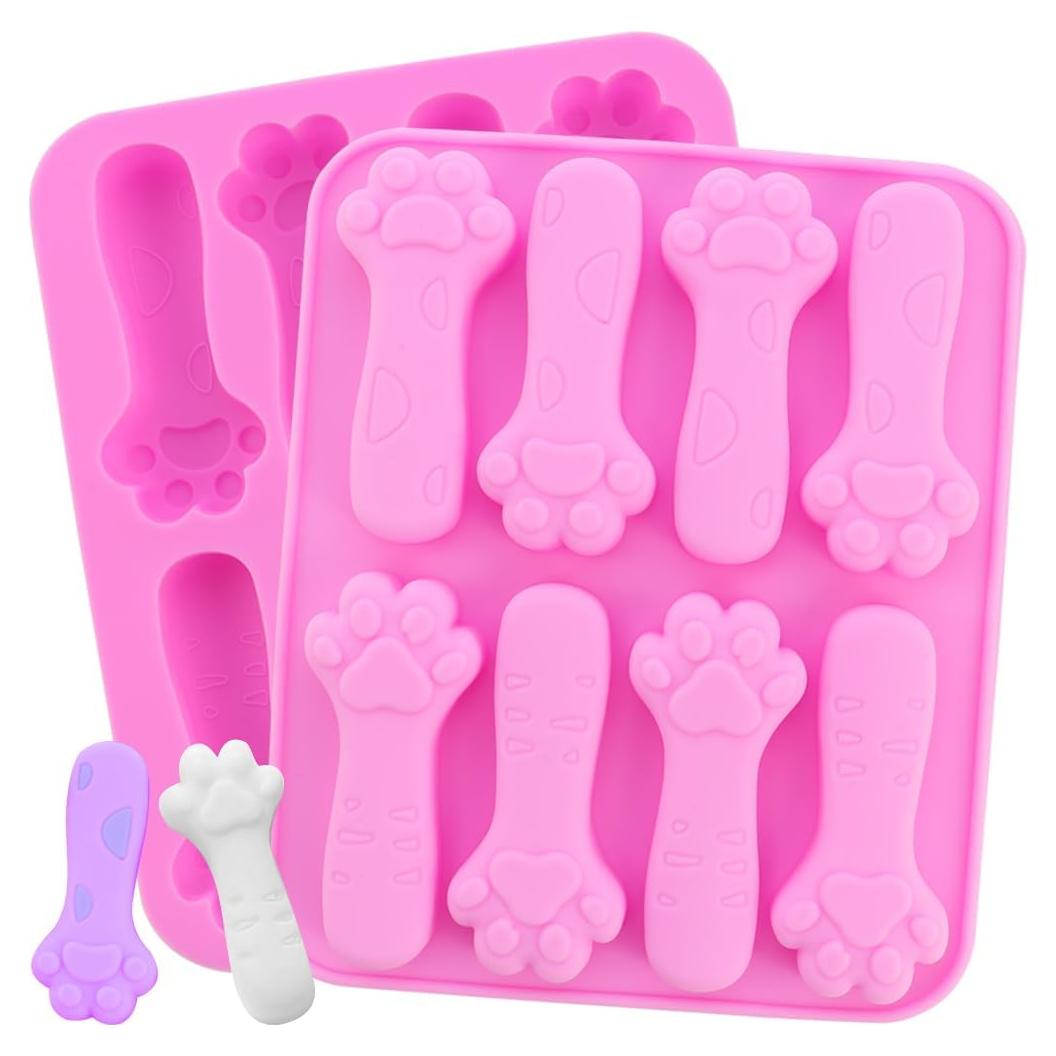 Moldes de Silicona en Forma de Patas de Gato 2 Piezas 8 Cavidades