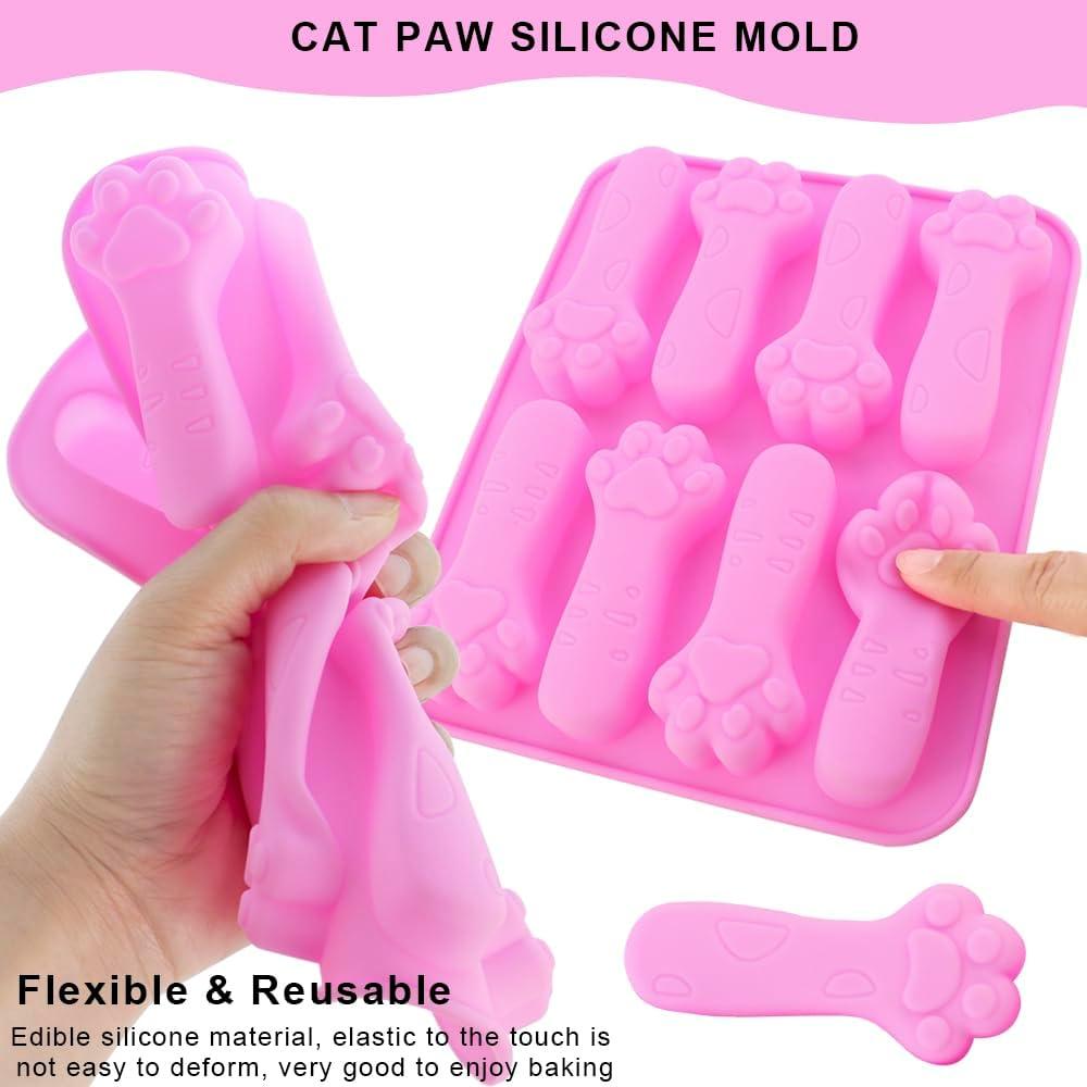 Moldes de Silicona en Forma de Patas de Gato 2 Piezas 8 Cavidades