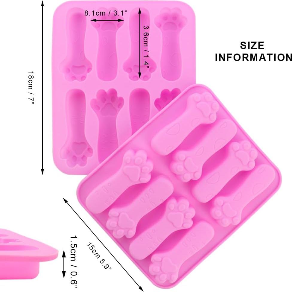 Moldes de Silicona en Forma de Patas de Gato 2 Piezas 8 Cavidades