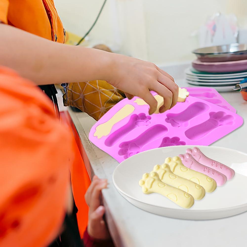 Moldes de Silicona en Forma de Patas de Gato 2 Piezas 8 Cavidades