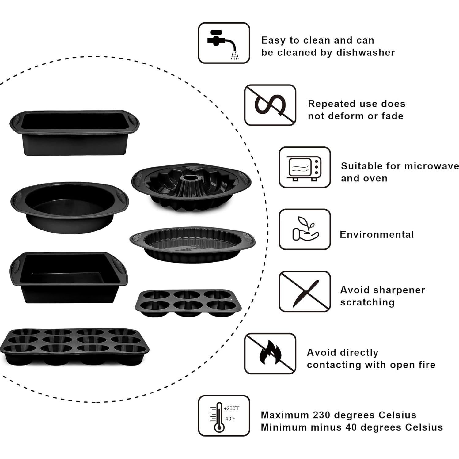 Set de Moldes de Silicona Antiadherente Aschef 9 en 1
