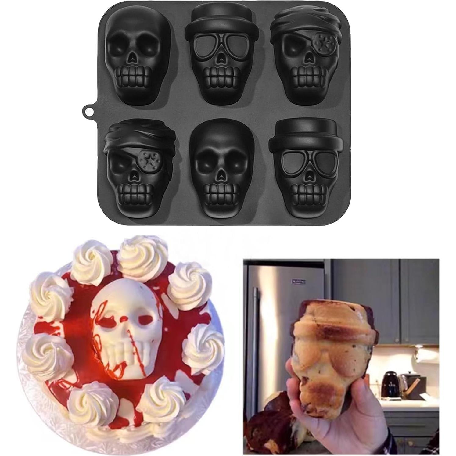 Molde de Silicona para Pastel Calavera TinLeJa 6 Cavidades