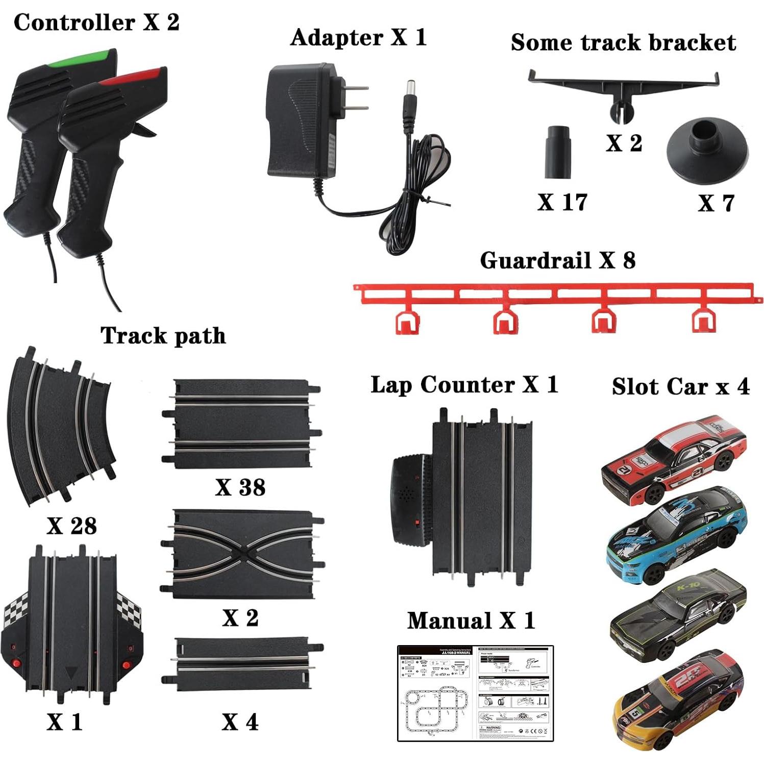 Pista de Carreras Slot TE 168 12.19 m 4 Coches 2 Controladores