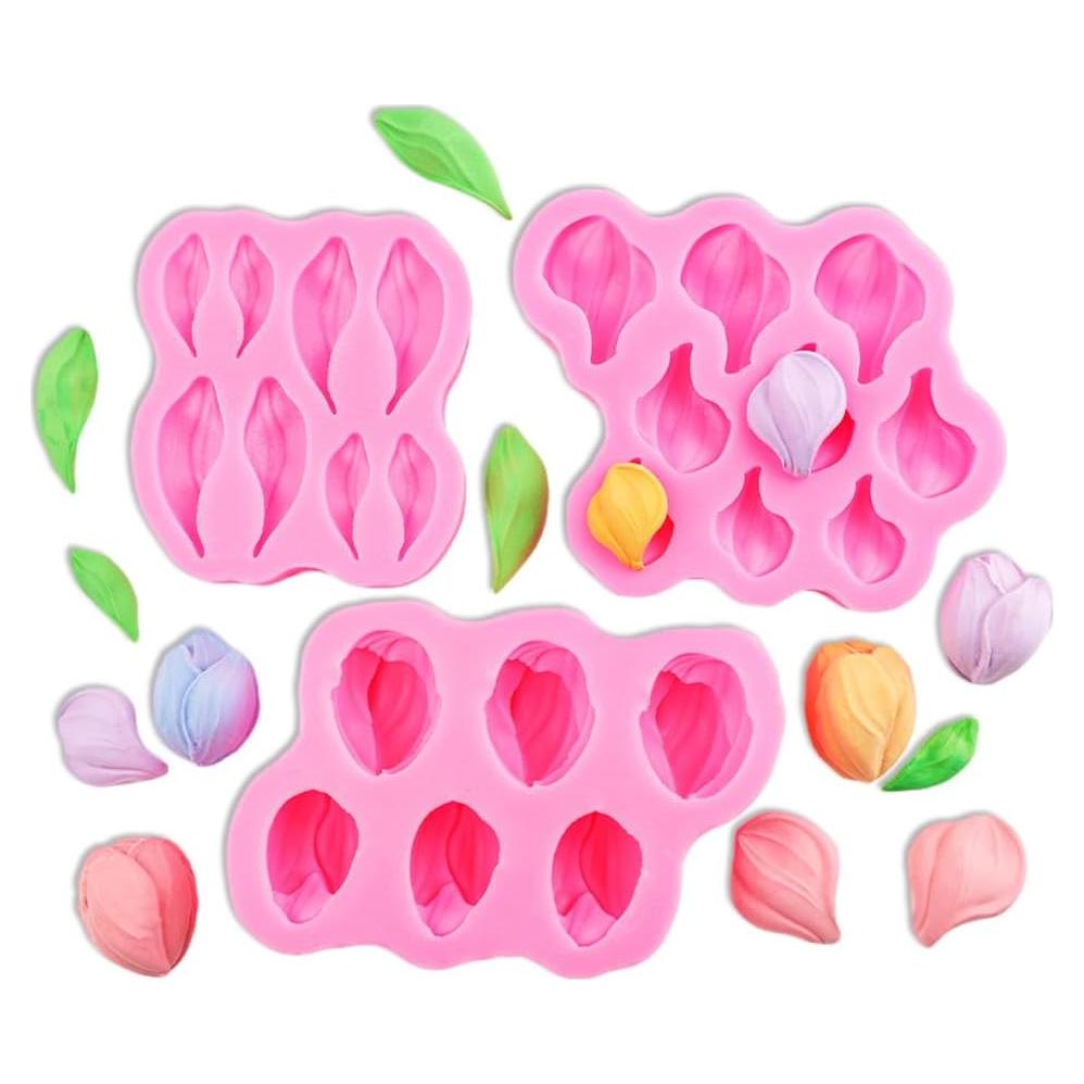 Molde de Silicona Cestony 3 Piezas Tulipán para Pasteles