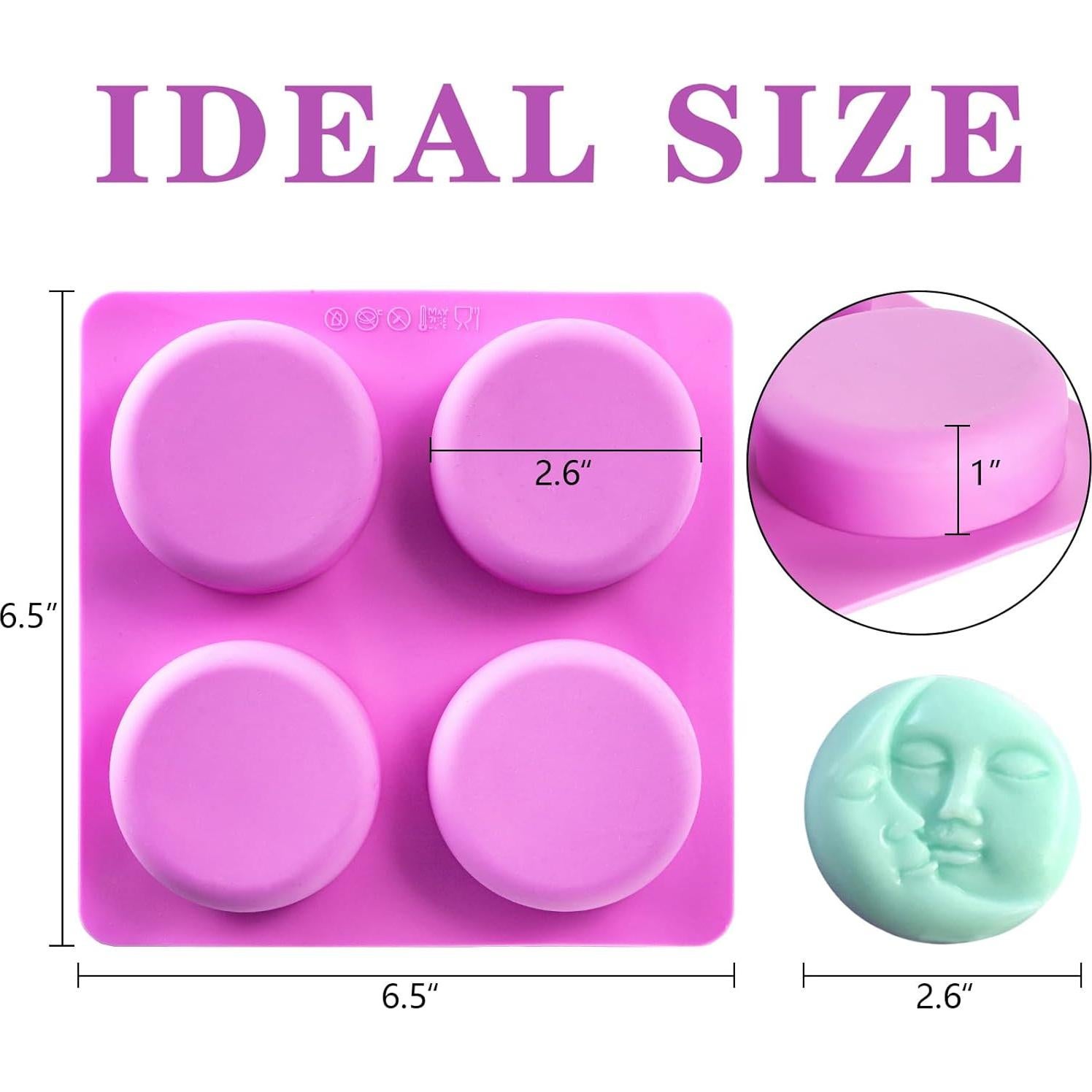 Hedume 3 Moldes de Jabón de Silicona Sol y Luna 4 Cavidades